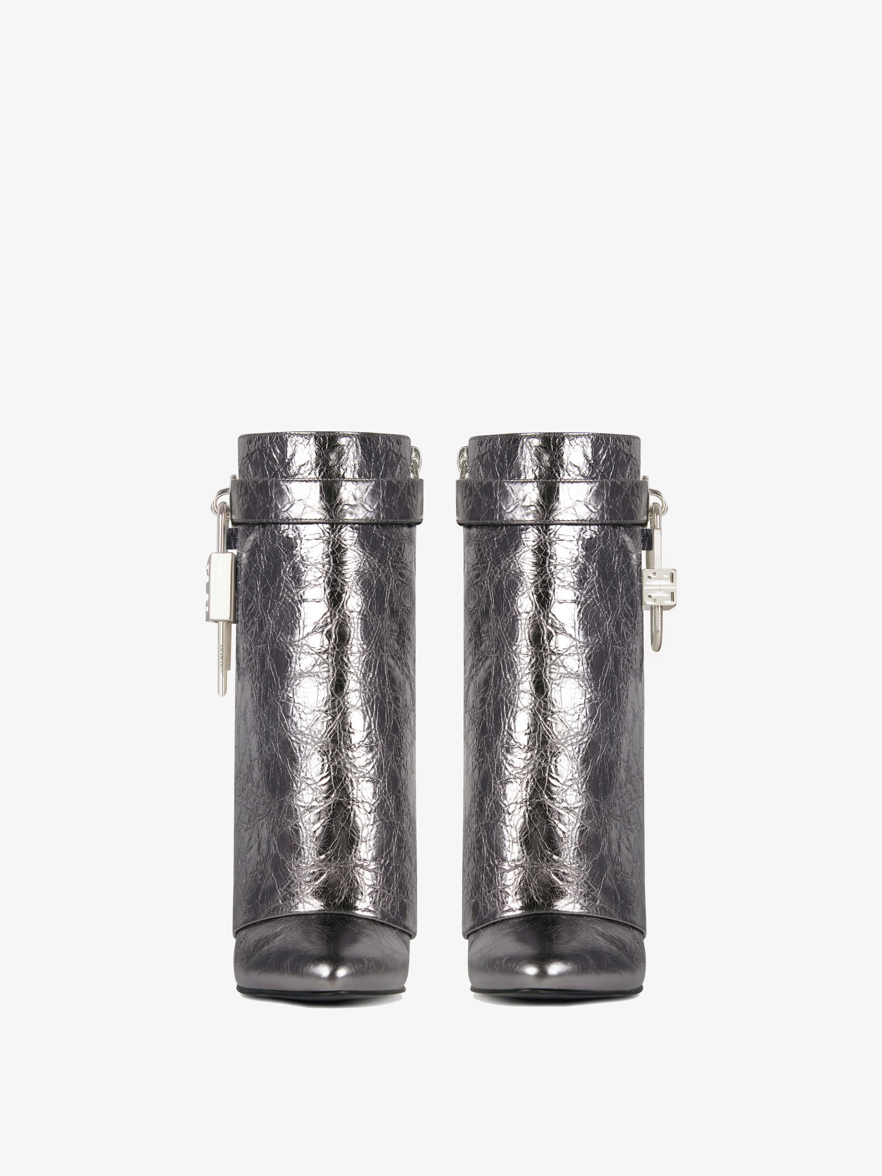 Shark Lock ankle boots in laminated leather